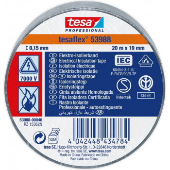 Tesa minkšta PVC izoliacinė juosta, 19mm x 20m, balta