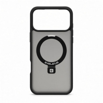 Evelatus Shield dėklas su MagSafe ir stovu, skirtas Apple iPhone 18 Pro Max, matinis žiedas, juodas