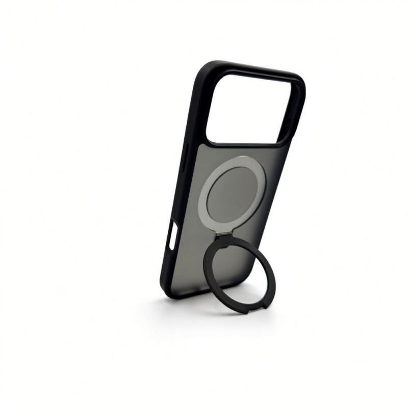 Evelatus Shield dėklas su MagSafe ir stovu, skirtas Apple iPhone 18 Pro Max, matinis žiedas, juodas
