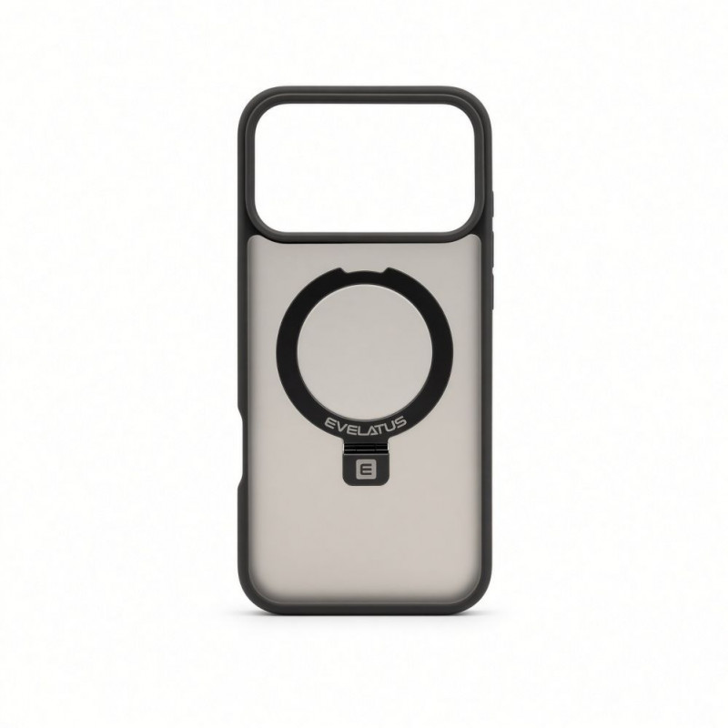 Evelatus Shield dėklas su MagSafe ir stovu, skirtas Apple iPhone 18 Pro Max, matinis žiedas, dūminė pilka