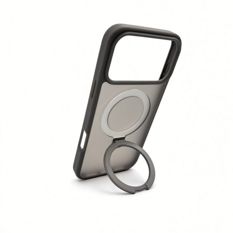 Evelatus Shield dėklas su MagSafe ir stovu, skirtas Apple iPhone 18 Pro Max, matinis žiedas, dūminė pilka