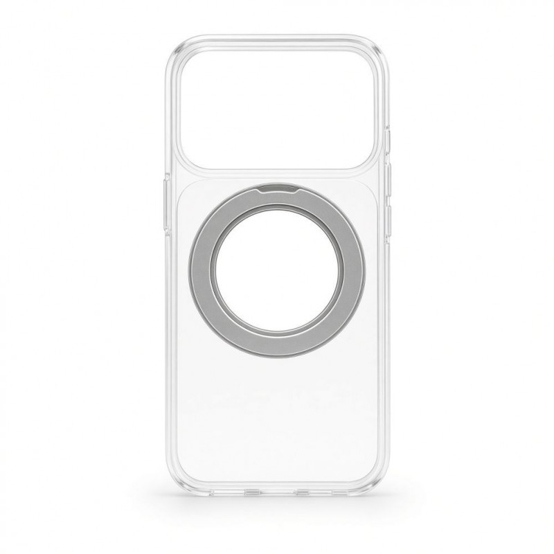 Evelatus Hybrid MagSafe dėklas su 360 metaliniu stovu, skirtas Apple iPhone 18 Pro, PC+TPU, permatomas