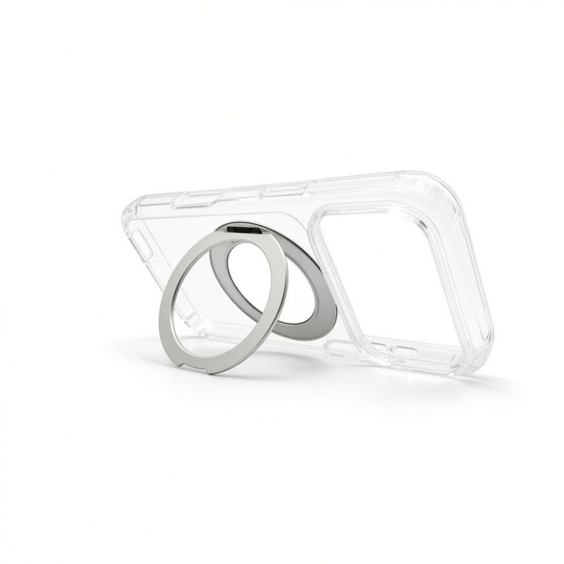 Evelatus Hybrid MagSafe dėklas su 360 metaliniu stovu, skirtas Apple iPhone 18 Pro, PC+TPU, permatomas