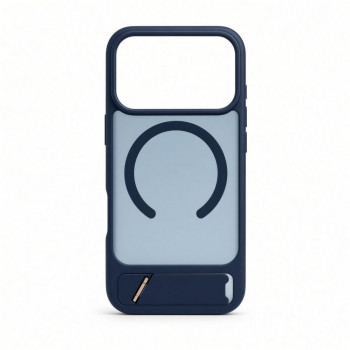 Evelatus gumuotas „MagSafe“ dėklas su stovu, skirtas „Apple iPhone 18 Pro“, tamsiai mėlynas