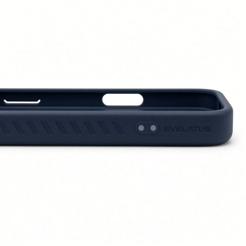 Evelatus gumuotas „MagSafe“ dėklas su stovu, skirtas „Apple iPhone 18 Pro“, tamsiai mėlynas