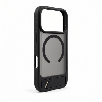 Evelatus guminis dėklas su MagSafe ir stovu, skirtas Apple iPhone 18 Pro, juodas