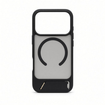 Evelatus guminis dėklas su MagSafe ir stovu, skirtas Apple iPhone 18 Pro, juodas