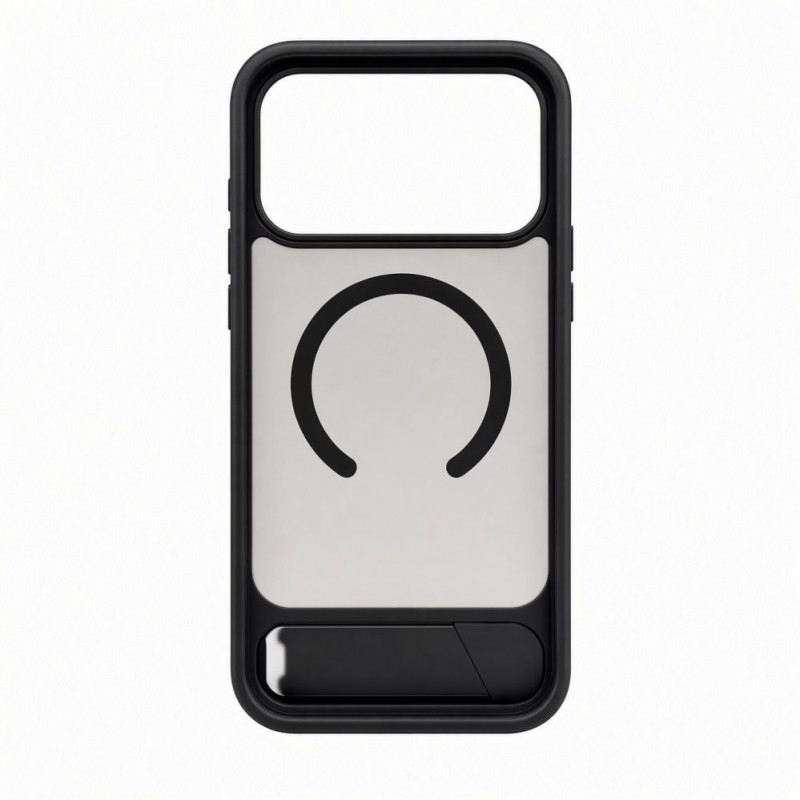 Evelatus guminis dėklas su MagSafe ir stovu, skirtas Apple iPhone 18 Pro, juodas