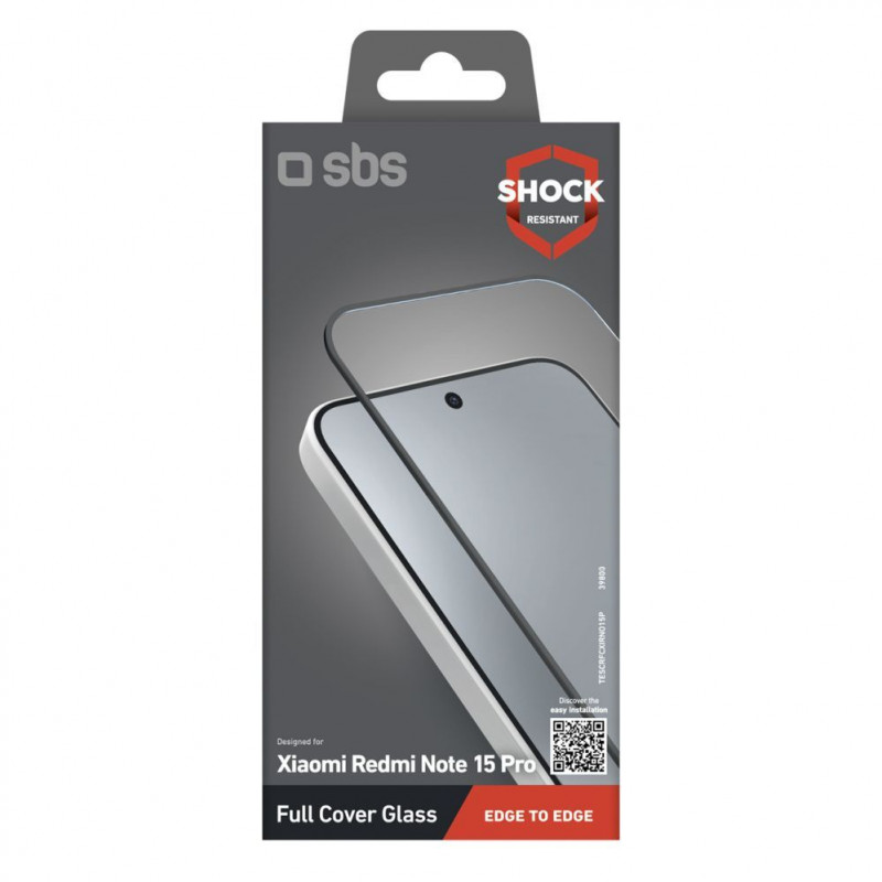 SBS Full Cover grūdintas apsauginis stiklas, skirtas Xiaomi Redmi Note 15 Pro