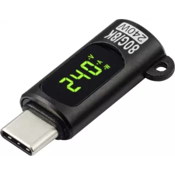Renkforce USB-C® adapteris [1x USB-C® kištukas - 1x USB-C® lizdas (Power Delivery)] su LED ekranu įkrovimui (įtampa/srovė/galia), 8K UHD