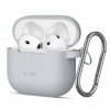 Tech-Protect Crayon Silicone Hook dėklas, skirtas Apple AirPods 4, pilkas