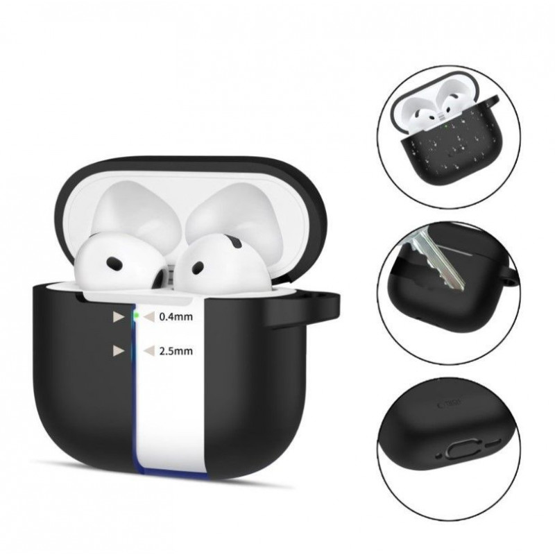 Tech-Protect Silicone Hook dėklas, skirtas Apple AirPods 4, juodas