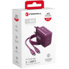 Forcell F-Energy GaN III VT-60 60W PD QC 4.0+ 2x USB-C bordinis sieninis įkroviklis + USB-C kabelis