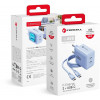 Forcell F-Energy GaN III VT-60 60W PD QC 4.0+ 2x USB-C sieninis įkroviklis mėlynas + USB-C kabelis