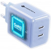 Forcell F-Energy GaN III VT-60 60W PD QC 4.0+ 2x USB-C sieninis įkroviklis mėlynas + USB-C kabelis