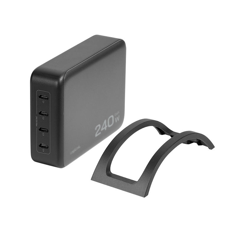 Logilink USB-C stalinis įkroviklis, 240 W, GaN, 4 prievadų, 4x USB-C (PD), juodas