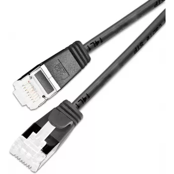 Wirewin SLIM Cat6a 10 Gigabit U/FTP lengvasis komutacinis kabelis, apvalus, Ø 3,8 mm, 0,15 m, juodas