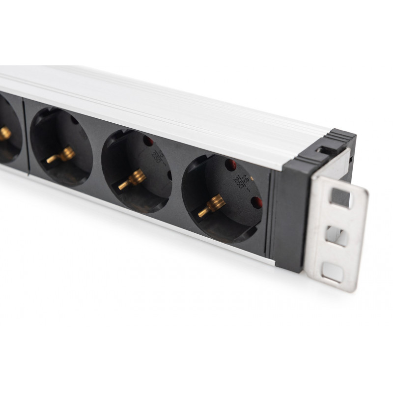 Digitus DN-95432 19 inch stelažo PDU, 6x Schuko, 2 m kabelis, Schuko kištukas, 16 A, apsauga nuo viršįtampių ir filtras