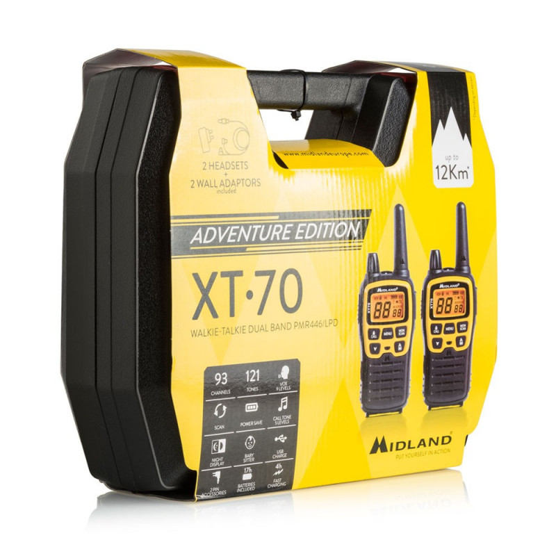 Midland XT70 Adventure radijo stotelė, 93 kanalai, 433,075 - 446,09375 MHz, juoda/geltona