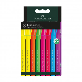 FABER-CASTELL Textliner 38, 8 vnt. kartoninėje dėžutėje (157778)