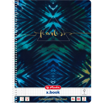 Herlitz New Batik Fearless spiralinis bloknotas A4, 80 lapų, Lineatur 28, mėlynas