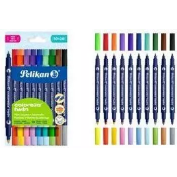 Pelikan Colorella Twin flomasteriai, surūšiuoti pagal spalvas, 10 vnt.