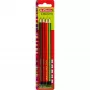 herlitz Scolair grafitinis pieštukas, šešiakampis, lakuotas medis, nelūžtantis švinas, dažytas antgalis, įvairių spalvų, 4 vienetai