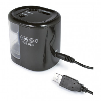 RAPESCO® elektrinis pieštukų drožtukas, juodas permatomas