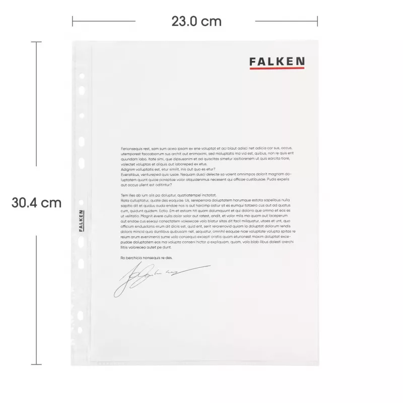 Falken perforuotos įmautės DIN A4, 0,05 mm, skaidrios
