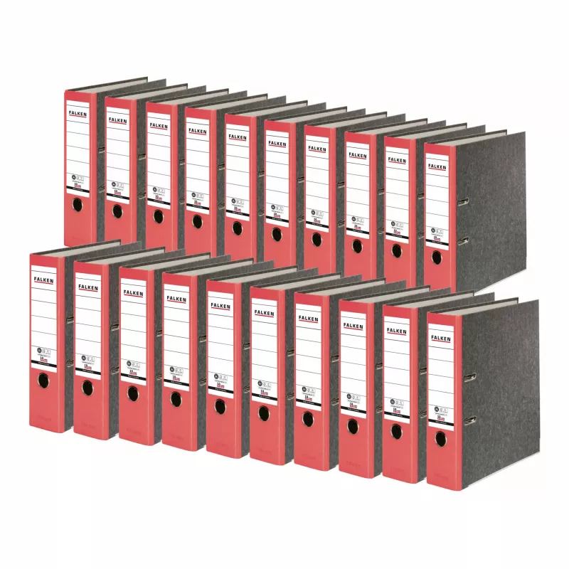 FALKEN Recycling segtuvas A4, 8 cm, raudonas marmurinis