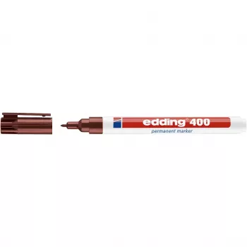 edding 400 permanentinis žymeklis su 1 mm apvaliu antgaliu, pildomas, rudas