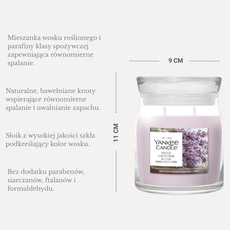 Yankee Candle Dried Lavender & Oak žvakė, vidutinė