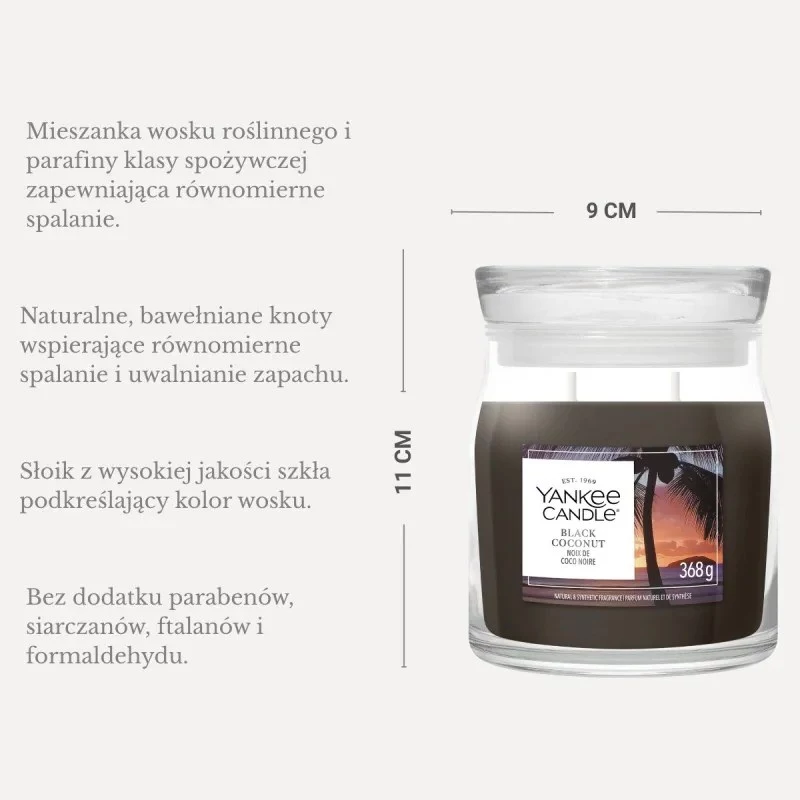 Yankee Candle Black Coconut žvakė, vidutinė