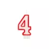 Papstar skaičiaus žvakė „4“, 7,3 cm, balta/raudona