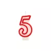 Papstar skaičiaus žvakė „5“, 7,3 cm, balta/raudona