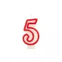 Papstar skaičiaus žvakė „5“, 7,3 cm, balta/raudona