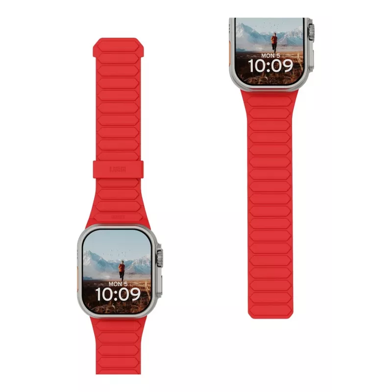 Urban Armor Gear UAG Pathfinder – silikoninė dvipusė magnetinė apyrankė Apple Watch serija 4–6 ir SE 1–3, 44 mm / serija 7–9, 45 mm / serija 10–11, 46 mm / Ultra 1–3, 49 mm (ash/lava)