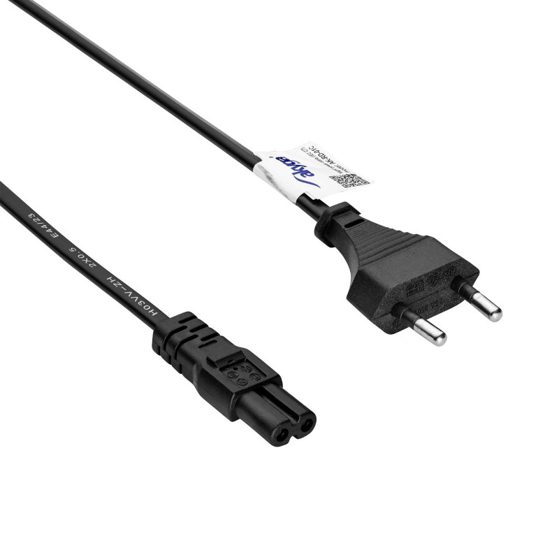 Akyga AK-RD-01C maitinimo laidas Europlug (CEE 7/16) į IEC C7, 2x 0,5 mm² varis, 1,5 m, juodas
