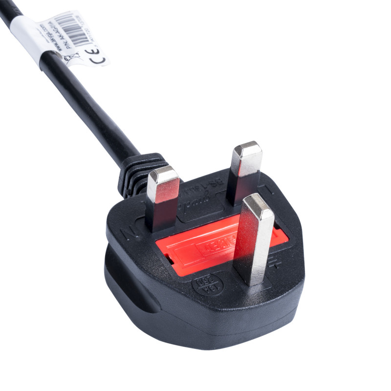 Akyga AK-AG-03A maitinimo kabelis UK BS 1363 (G tipas) – IEC C7 (aštuoniukė), CCA 2 x 0,5 mm², 1,5 m, juodas