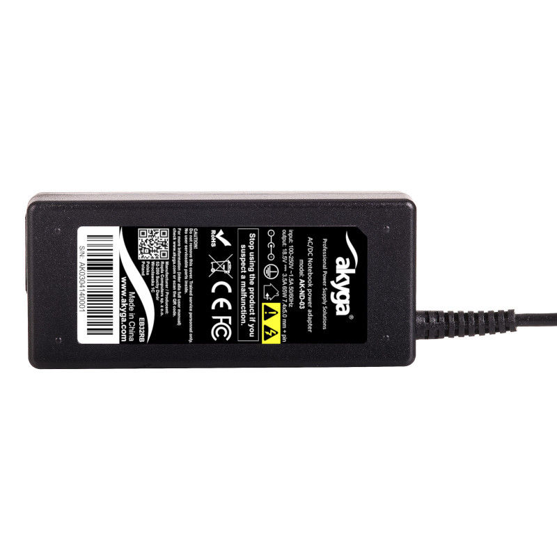 Akyga AK-ND-03 nešiojamojo kompiuterio įkroviklis 18,5 V / 3,5 A, 65 W, 7,4 x 5,0 mm + kaištis, 1,2 m, skirtas HP
