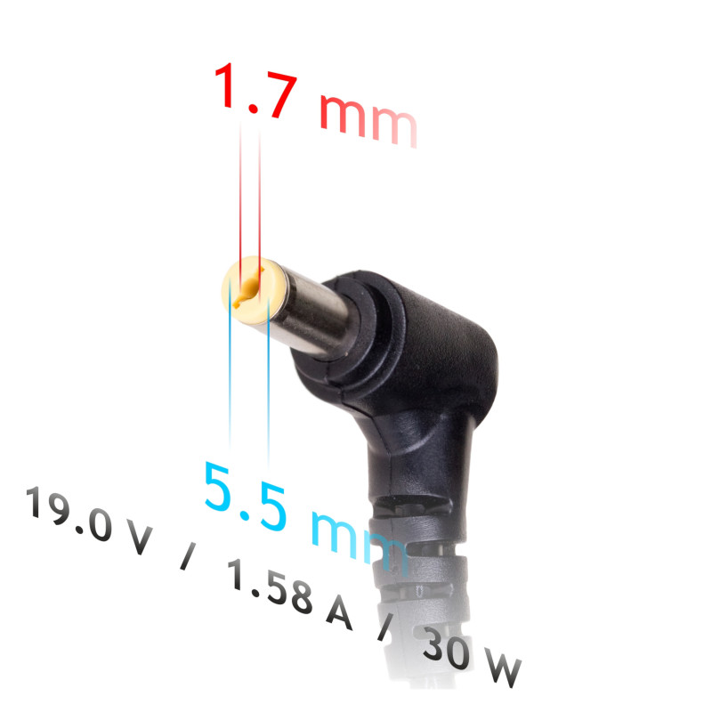 Akyga AK-ND-21 nešiojamojo kompiuterio įkroviklis 19 V / 1,58 A, 30 W, 5,5 x 1,7 mm, 1,2 m, skirtas Acer