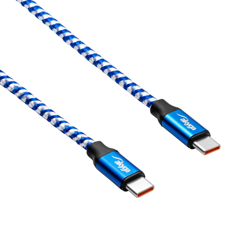 Akyga AK-USB-37 USB-C – USB-C pintas kabelis, USB 2.0, 100 W, 1 m, mėlynas