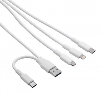 USB kabelis Akyga AK-USB-52 USB-A + USB-C į Micro-USB + USB-C + Lightning, 1,2 m
