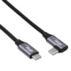 Akyga AK-USB-53 USB-C – USB-C pintas kabelis su kampiniu kištuku, USB 2.0, 60 W, 0,3 m, juodas