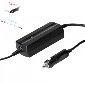 Akyga AK-ND-32 automobilinis nešiojamojo kompiuterio įkroviklis 19 V / 4,74 A, 90 W, 7,4 x 5,0 mm + kaištis, skirtas HP