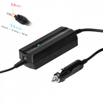 Akyga AK-ND-37 automobilinis nešiojamojo kompiuterio įkroviklis 19 V / 4,74 A, 90 W, 5,5 x 3,0 mm + kaištis, skirtas Samsung