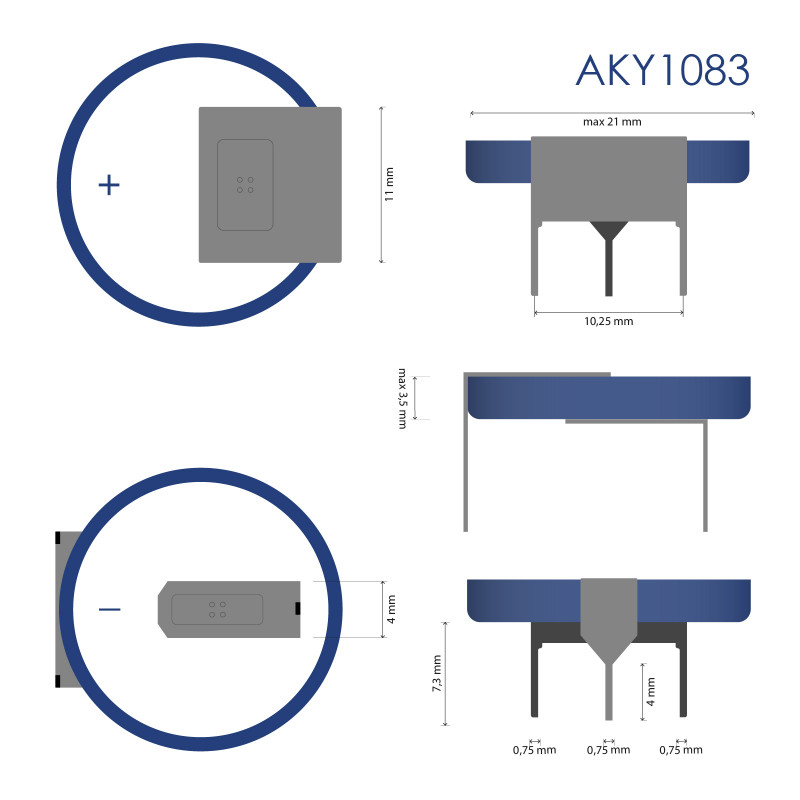 Akyga AKY1083 CR2032 HP3CL ličio baterija 3 V 210 mAh su 3 išvadais, 17,8 mm žingsnis (THT)