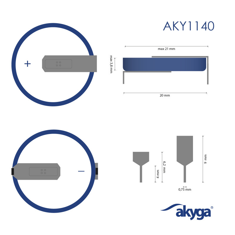 Akyga AKY1140 CR2032 HP2D ličio baterija 3 V 210 mAh su 2 išvadais, 20 mm žingsnis