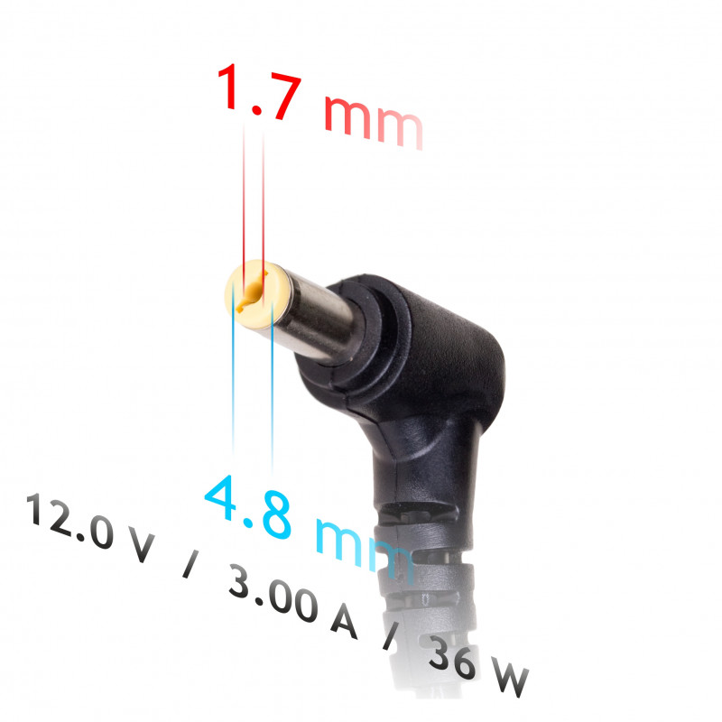 Akyga AK-ND-49 nešiojamojo kompiuterio įkroviklis 12 V / 3,0 A, 36 W, 4,8 x 1,7 mm, 1,2 m, skirtas ASUS