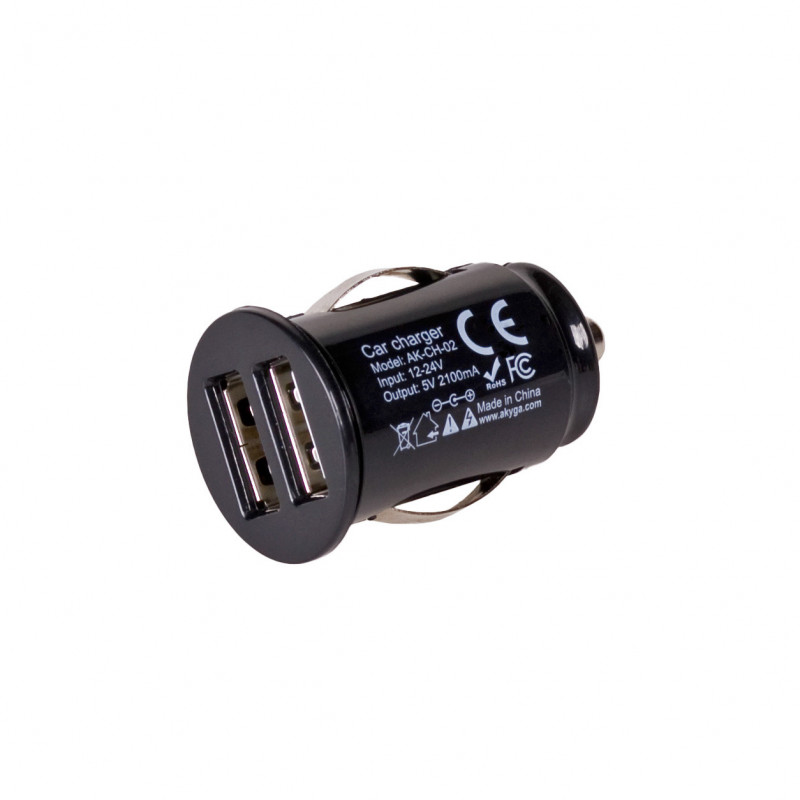 Automobilinis įkroviklis 12/24V Akyga AK-CH-02 10,5W 2x USB-A 5V / 2,1A juodas